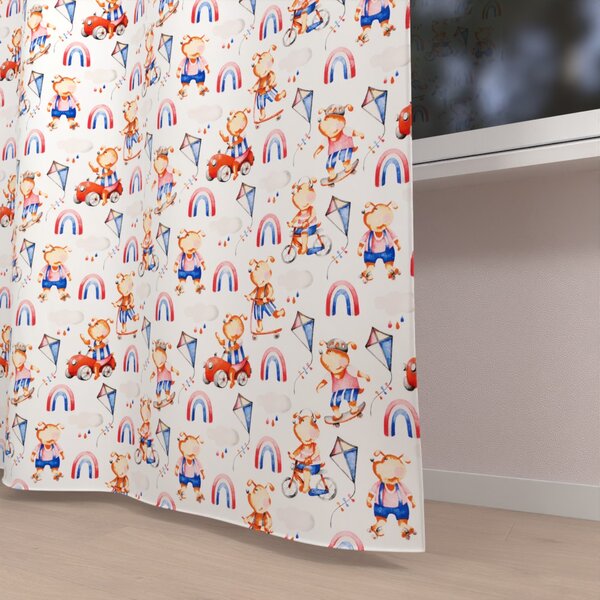 Biante Dětský bavlněný závěs Sandra SA-521 Modro-červení pejsci s auty na bílém 150x140 cm