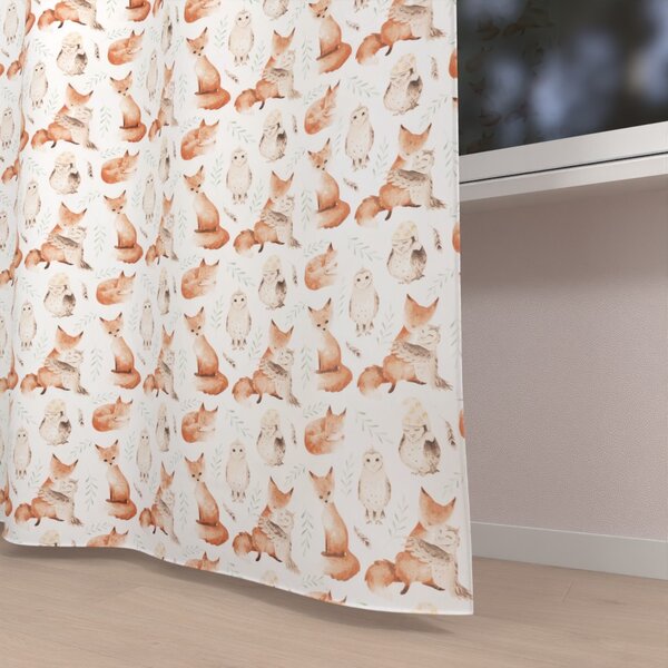 Biante Dětský bavlněný závěs Sandra SA-523 Lišky a sovy na bílém 150x140 cm