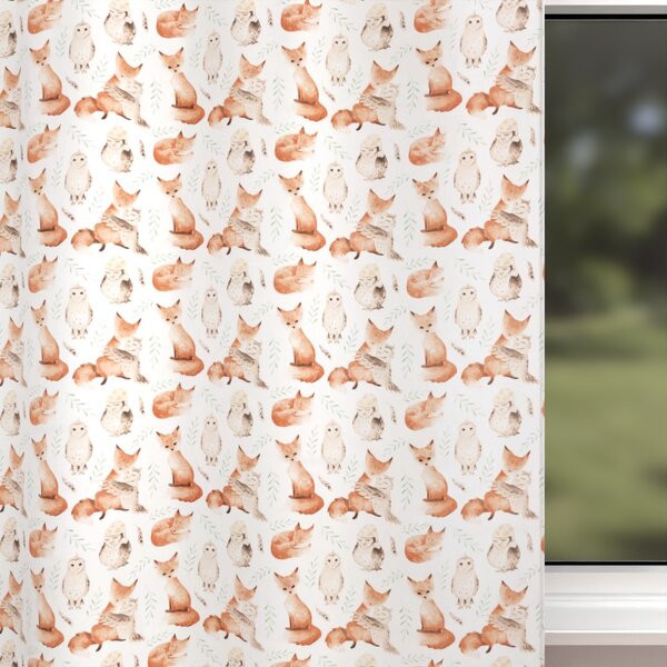Biante Dětský bavlněný závěs Sandra SA-523 Lišky a sovy na bílém 150x140 cm