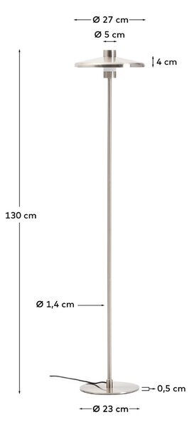 Kave Home Stříbrná kovová stojací lampa Nuvira 130 cm