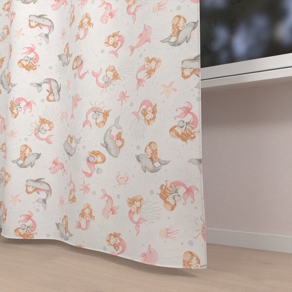 Biante Dětský bavlněný závěs Sandra SA-527 Růžové mořské panny s delfíny a velrybami na bílém 150x140 cm
