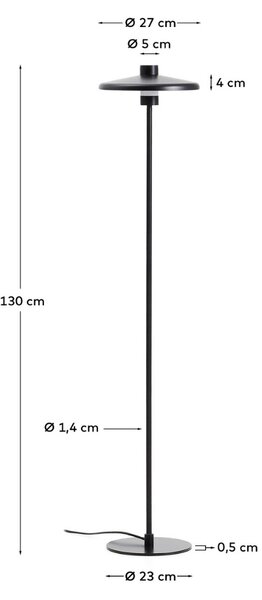 Kave Home Černá kovová stojací lampa Nuvira 130 cm