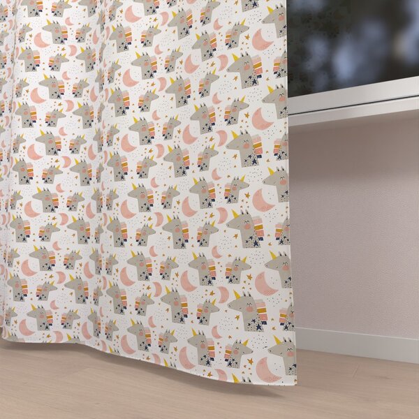 Biante Dětský bavlněný závěs Sandra SA-562 Spící jednorožci mezi hvězdičkami na bílém 150x150 cm