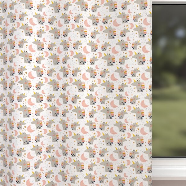 Biante Dětský bavlněný závěs Sandra SA-562 Spící jednorožci mezi hvězdičkami na bílém 150x150 cm
