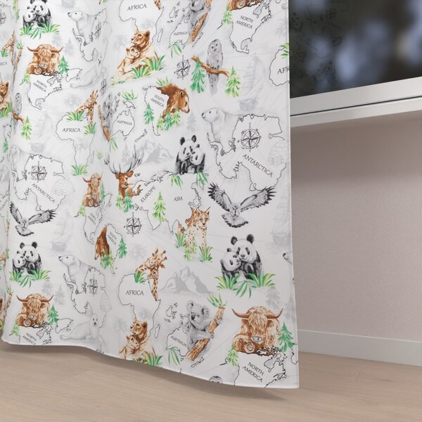 Biante Bavlněný závěs Sandra SA-546 Zvířata světa na bílém 150x150 cm