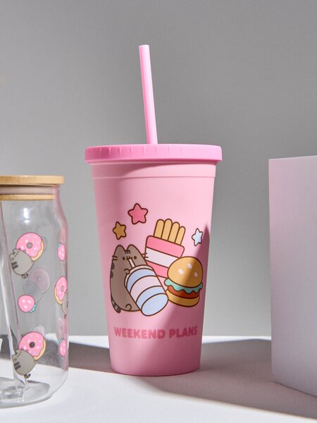 Sinsay - Hrnek s víčkem a brčkem Pusheen the Cat - vícebarevná