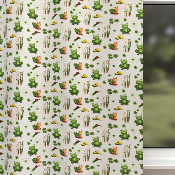 Biante Dětský bavlněný závěs Sandra SA-609 Žabky a šneci na bílém 150x160 cm
