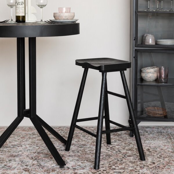 -25 % Dny MOMENTI– White Label Černá dubová barová židle VANDER 64 cm