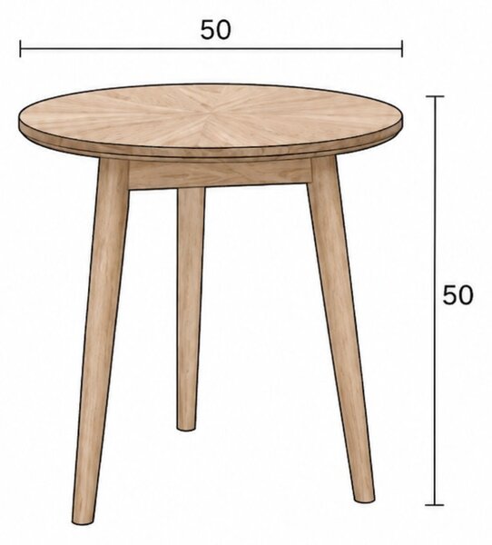 -25 % Dny MOMENTI– White Label Dubový odkládací stolek FABIO 50 cm