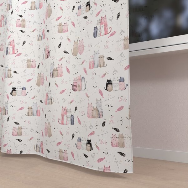 Biante Dětský bavlněný závěs Sandra SA-654 Kočičí svět růžovo-hnědý na bílém 150x230 cm