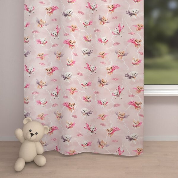 Biante Dětský bavlněný závěs Sandra SA-650 Psí superhrdinové na starorůžovém 150x140 cm
