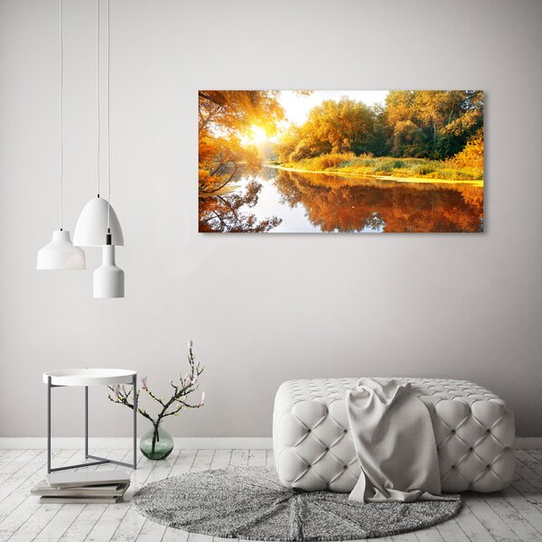 Foto obraz sklo tvrzené Řeka na podzim osh-55244592