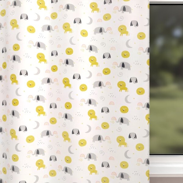 Biante Dětský bavlněný závěs Sandra SA-649 Sloni a lvi na bílém 150x140 cm