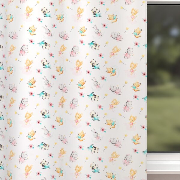 Biante Dětský bavlněný závěs Sandra SA-671 Zvířátka baletky na bílém 150x140 cm