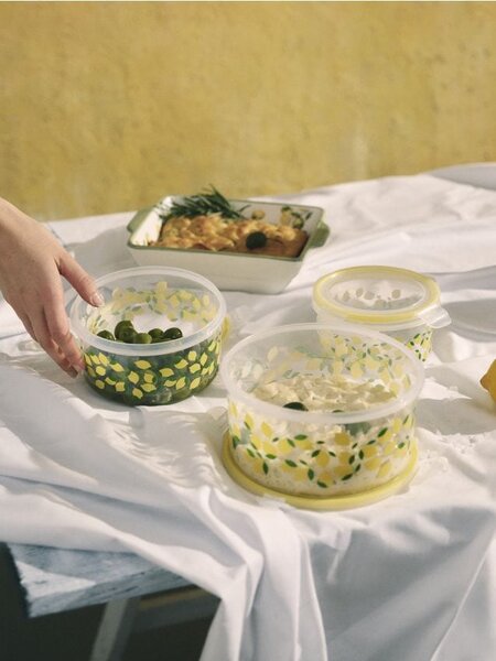 Sinsay - Sada dóz na potraviny s víčky s motivem citronů, 3 ks - žlutá