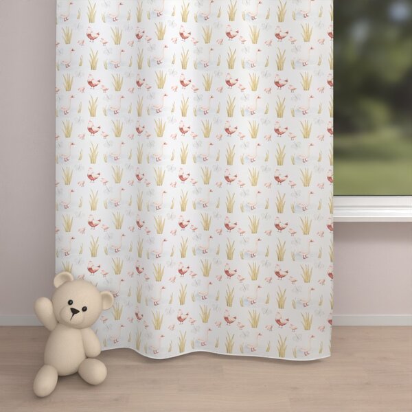 Biante Dětský bavlněný závěs Sandra SA-752 Slepičky a husy na bílém 150x140 cm