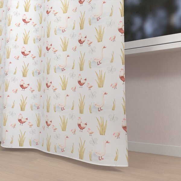 Biante Dětský bavlněný závěs Sandra SA-752 Slepičky a husy na bílém 150x140 cm