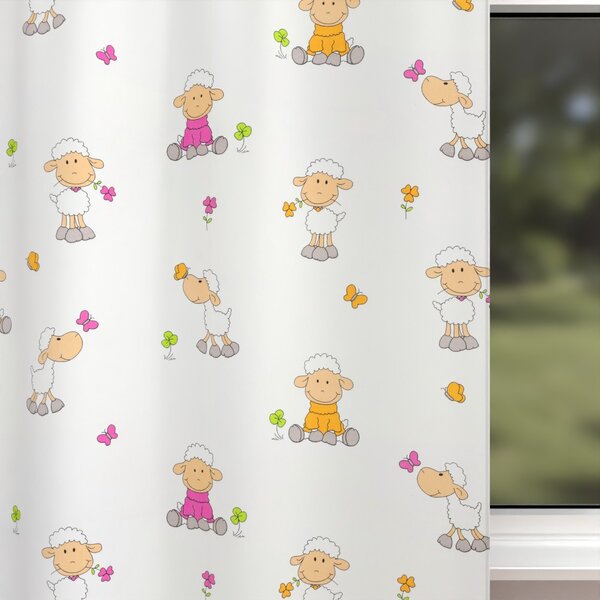 Biante Dětský bavlněný závěs Sandra SA-728 Veselé ovečky na bílém 150x160 cm