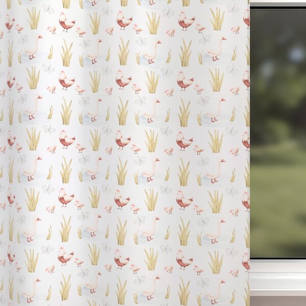 Biante Dětský bavlněný závěs Sandra SA-752 Slepičky a husy na bílém 150x140 cm