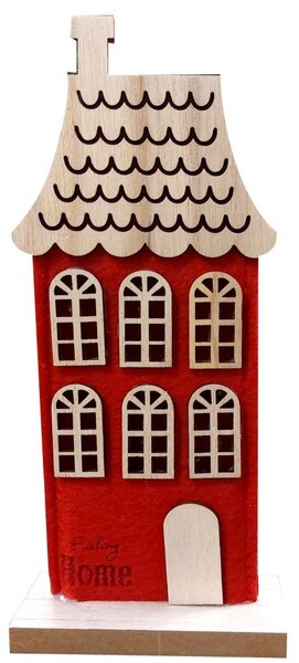 Domek filcový červený svítící 20*8,5cm 2009200-1A