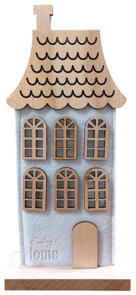 Domek filcový bílý svítící 20,8,5cm 2009200-1B