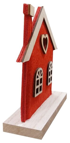 Domek filcový červený svítící 16*16cm 2009202-1B