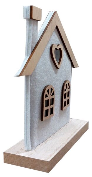 Domek filcový bílý svítící 16*16cm 2009202-1A