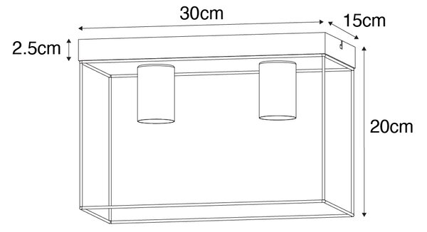 Minimalistické stropní svítidlo černé se zlatem 2-světlo - Kodi