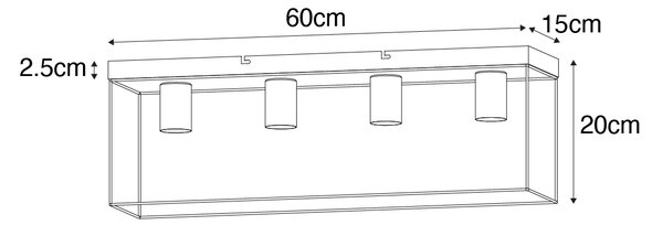 Minimalistické stropní svítidlo černé se zlatem 4-světlo - Kodi