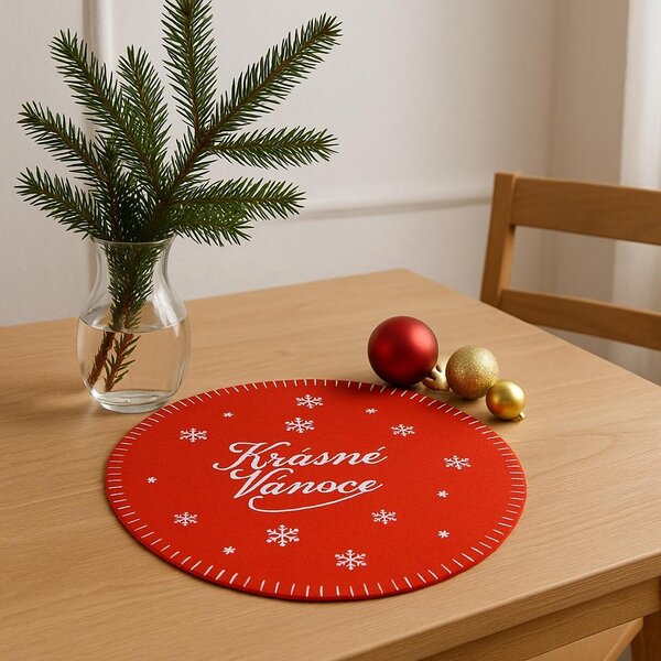 Prostírání filcové - Krásné Vánoce červené 30cm 1000802D-0