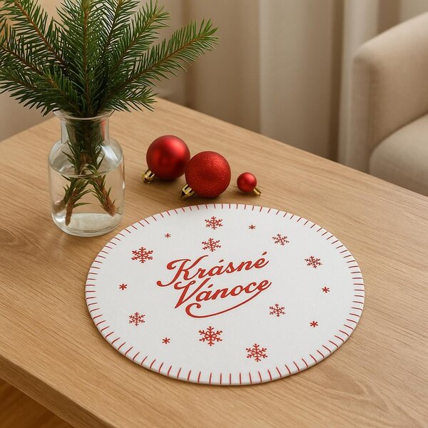 Prostírání filcové - Krásné Vánoce bílé 30cm 1000802C-0