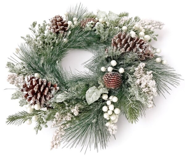 Vánoční věnec jehličí a jmelí 61cm 3001215