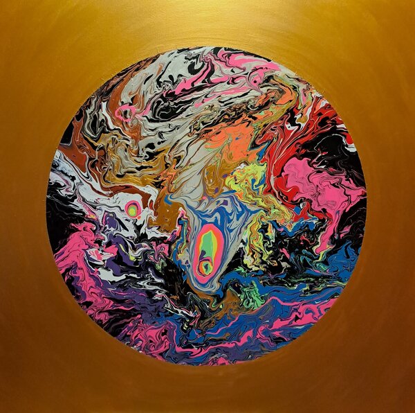 Ručně malovaný obraz od Marek Pavlíček - "JUPITER", rozměr: 100 x 100 cm