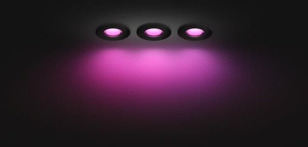 HUE WACA Xamento podhledové LED svítidlo 3xGU10 5.7W 350lm 2000-6500K RGB IP44, černé