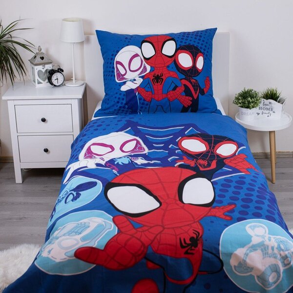 Modré bavlněné dětské povlečení na jednolůžko 140x200 cm Spidey – Jerry Fabrics