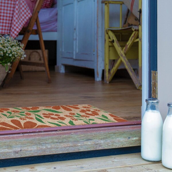 Rohožka z kokosového vlákna 40x120 cm Red & Green Floral – Artsy Doormats