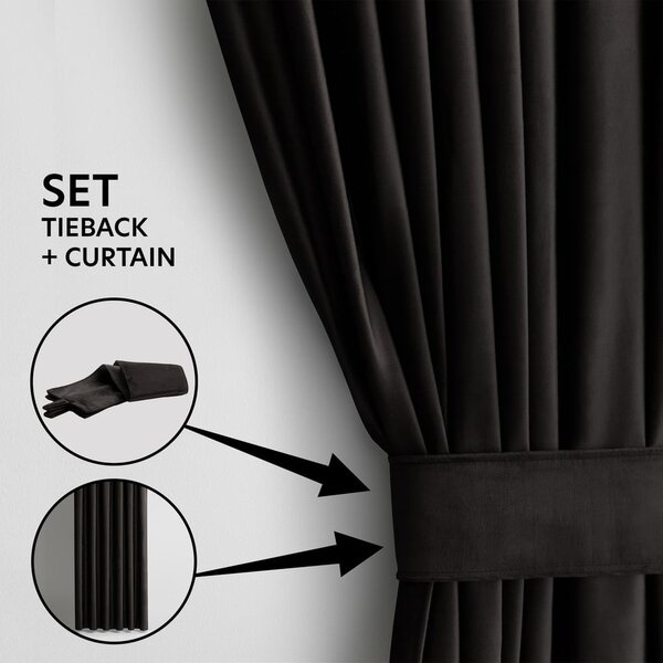 Černý sametový dimout závěs 140x245 cm Eyelets – Restilo