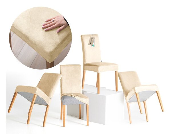 Béžové napínací potahy v sadě 4 ks na židli 48 cm Sento – Restilo