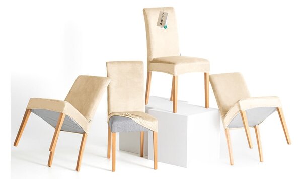 Béžové napínací potahy v sadě 4 ks na židli 48 cm Sento – Restilo