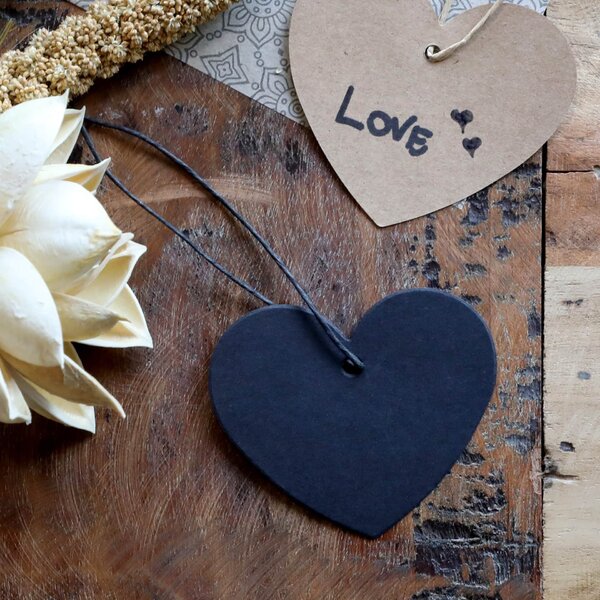 Papírový štítek Black Heart – set 10 ks