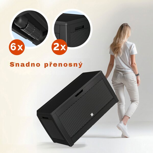 Odkládací box RATO, 310l, 119x48x60cm, antracitová Prosperplast