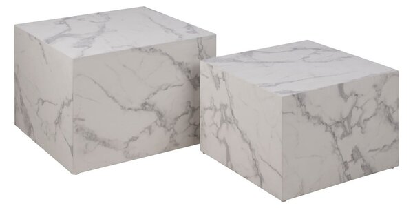 Bílé konferenční stolky v dekoru mramoru v sadě 2 ks 58x58 cm Dice – Actona