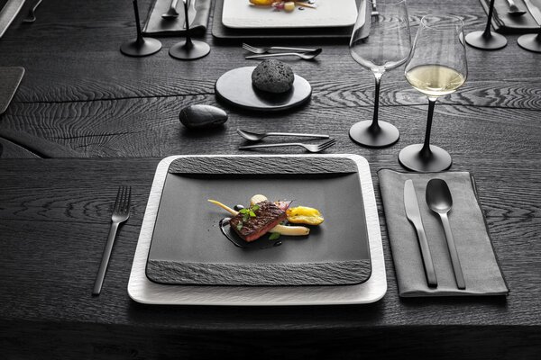 Villeroy & Boch 10-4239-2610 Jídelní talíř Manufacture Rock čtvercový 28 cm