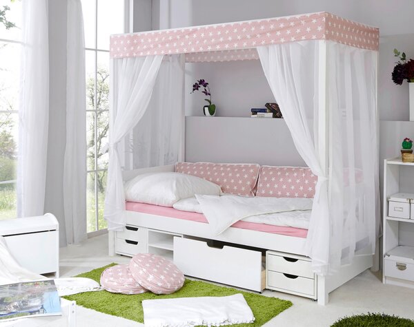 POSTEL S NEBESY, 90/200 cm, růžová, bílá MID.YOU - Online Only dětské postele, Online Only