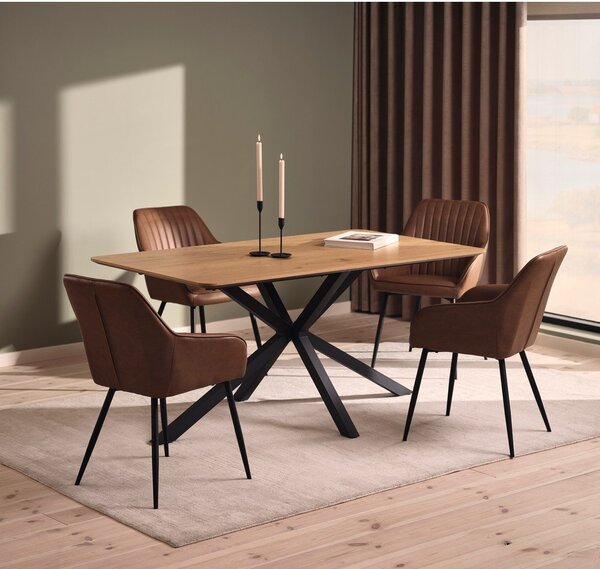 Hnědá čalouněná jídelní křesla v sadě 2 ks s područkami Nolan Stripe – Unique Furniture