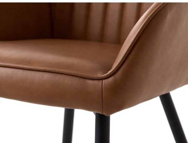 Hnědá čalouněná jídelní křesla v sadě 2 ks s područkami Nolan Stripe – Unique Furniture