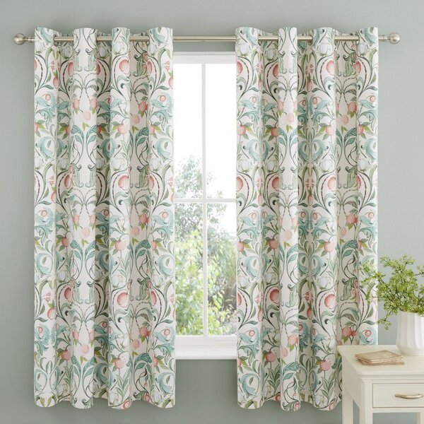 Zelené/růžové závěsy v sadě 2 ks 168x183 cm Clarence Floral – Catherine Lansfield