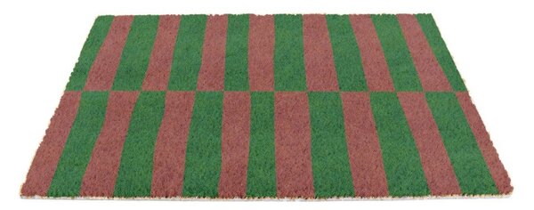 Rohožka z kokosového vlákna 40x60 cm Pink & Green Half Stripes – Artsy Doormats