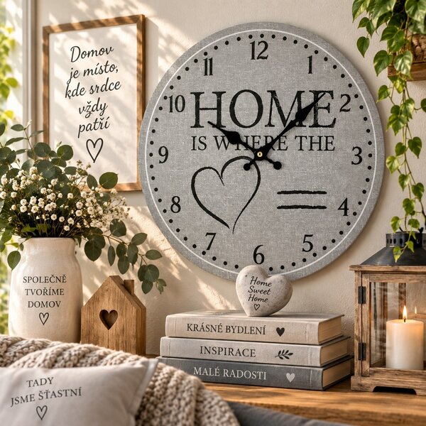 Nástěnné hodiny Home šedé Ø 34 cm 2000050