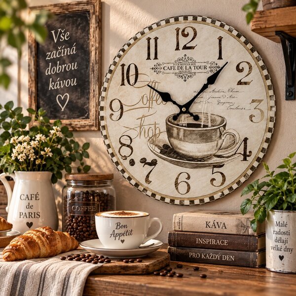 Nástěnné hodiny Káva – Café de la Tour Ø 34 cm 2000062